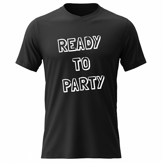 Pánské bavlněné tričko s potiskem - READY TO PARTY - černé