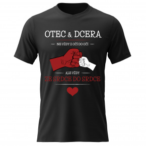 Pánské bavlněné tričko s potiskem - OTEC & DCERA - černé