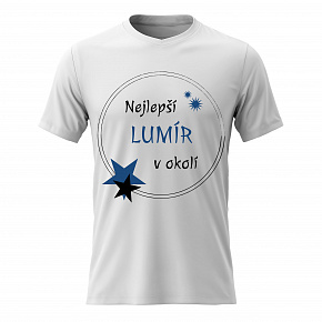 Pánské bavlněné tričko s potiskem - NEJLEPŠÍ LUMÍR V OKOLÍ - bílé