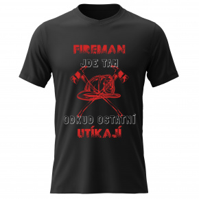 Pánské bavlněné tričko s potiskem - HASIČ - černé