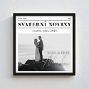 Personalizovaný magický fotoobraz v rámu - čtverec 20x20 - svatební noviny