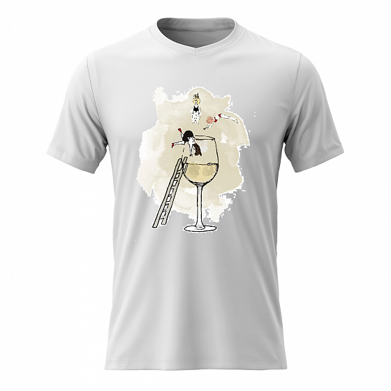 Dámské bavlněné tričko s potiskem - SKOK DO VÍNA - bílé