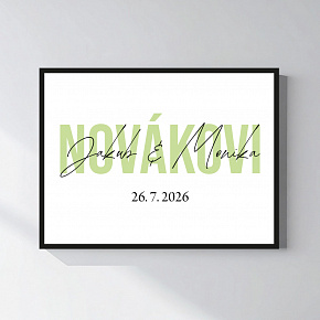 Personalizovaný magický fotoobraz v rámu - čtverec 30x40 - jména novomanželů 