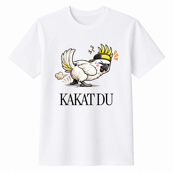 Dámské bavlněné tričko s potiskem - KAKAT DU - bílé