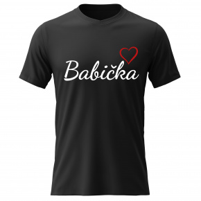 Dámské bavlněné tričko s potiskem - BABIČKA - černé