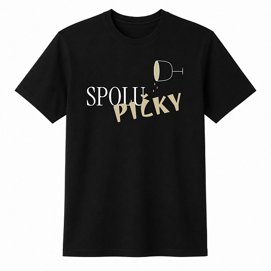 Dámské bavlněné tričko s potiskem - SPOLUPIČKY - černé