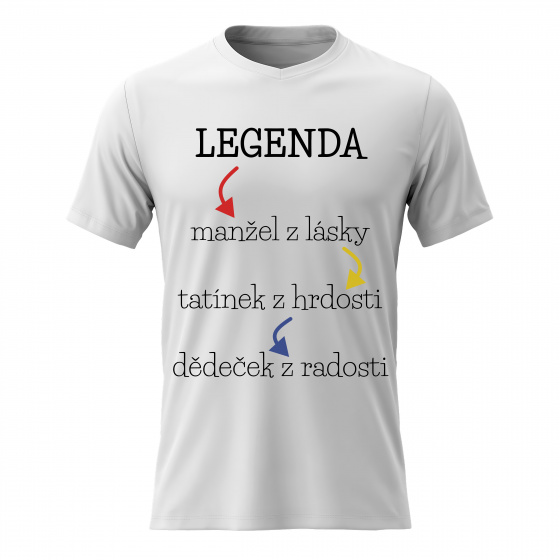 Pánské bavlněné tričko s potiskem - LEGENDA - bílé