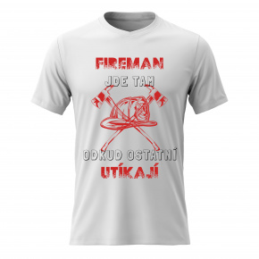 Pánské bavlněné tričko s potiskem - HASIČ - bílé