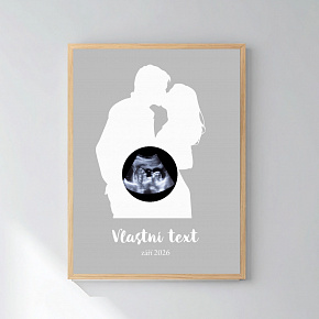 Personalizovaný magický fotoobraz v rámu - čtverec 30x40 - s párem a ultrazvukem Personalizovaný magický fotoobraz v rámu - čtverec 30x40 - s párem a ultrazvukem