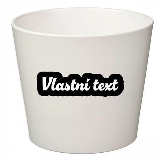 Bílý keramický květináč s vlastním textem s obrysem - malý 