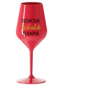 DEDKOVA TEKUTÁ TERAPIA - červený nerozbitný pohár na víno 470 ml