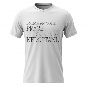 Pánské bavlněné tričko s potiskem - DNES MÁM TOLIK PRÁCE, ŽE SE K NÍ ASI NEDOSTANU - bílé
