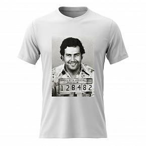 Dámské bavlněné tričko s potiskem - PABLO ESCOBAR - bílé