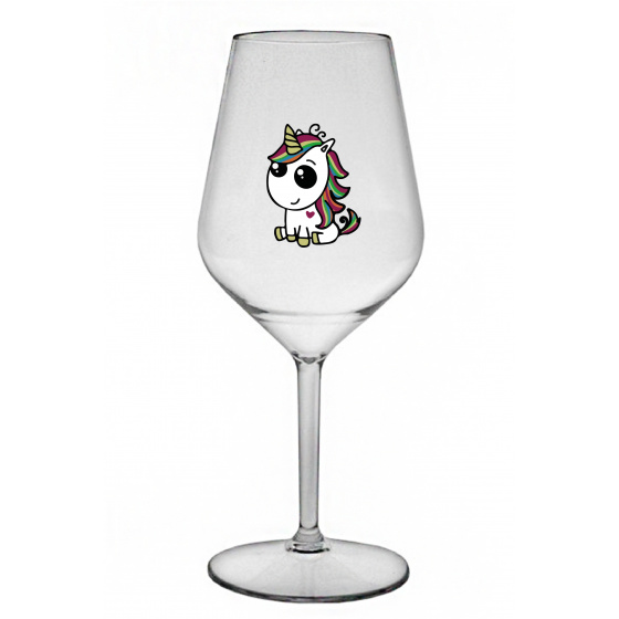DUHOVÝ JEDNOROŽEC - priehľadný nerozbitný pohár na víno 470 ml