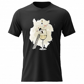 Dámské bavlněné tričko s potiskem - SKOK DO VÍNA - černé