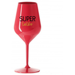 SUPER TÁTA - červený nerozbitný pohár na víno 470 ml
