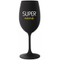 SUPER MÁMA - čierny pohár na víno 350 ml