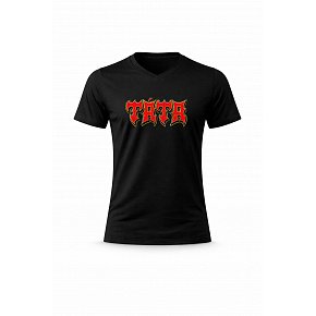 Pánské bavlněné tričko s potiskem - TÁTA (ROCK) - černé