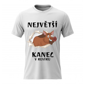 Pánské bavlněné tričko s potiskem - NEJVĚTŠÍ KANEC - bílé 