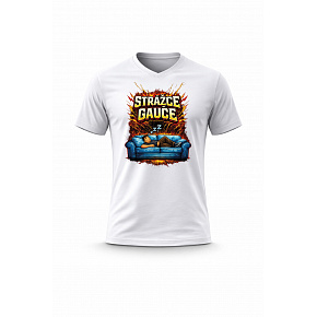 Pánské bavlněné tričko s potiskem - STRÁŽCE GAUČE - bílé