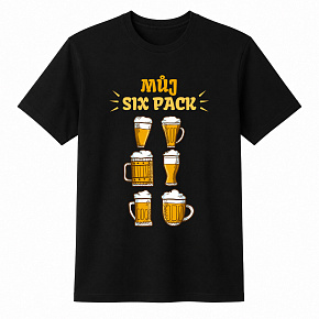 Pánské bavlněné tričko s potiskem - MŮJ SIX PACK - černé 