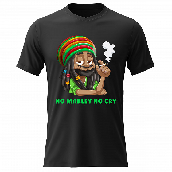 Pánské bavlněné tričko s potiskem - BOB MARLEY - černé