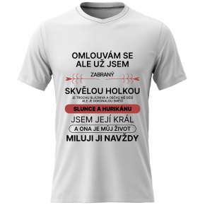 Pánské bavlněné tričko s potiskem - ZABRANÝ SKVĚLOU HOLKOU - bílé 