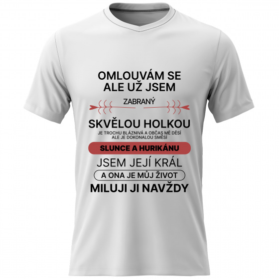 Pánské bavlněné tričko s potiskem - ZABRANÝ SKVĚLOU HOLKOU - bílé 