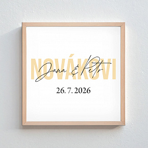 Personalizovaný magický fotoobraz v rámu - čtverec 20x20 - jména novomanželů 
