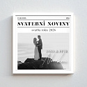 Personalizovaný magický fotoobraz v rámu - čtverec 20x20 - svatební noviny