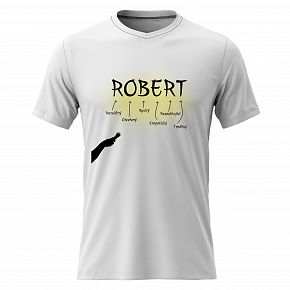 Pánské bavlněné tričko s potiskem - VLASTNOSTI - ROBERT - bílé