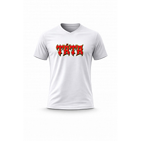 Pánské bavlněné tričko s potiskem - TÁTA (ROCK) - bílé