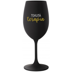 TEKUTÁ TERAPIA - čierny pohár na víno 350 ml