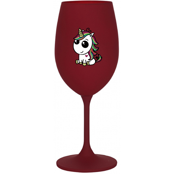 DUHOVÝ JEDNOROŽEC - bordovy pohár na víno 350 ml