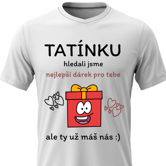 Pánské bavlněné tričko s potiskem - NEJLEPŠÍ DÁREK PRO TATÍNKA - bílé 