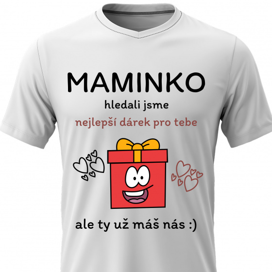 Dámské bavlněné tričko s potiskem - NEJLEPŠÍ DÁREK PRO MAMINKU - bílé 