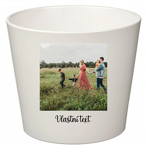 Bílý keramický květináč s fotografií - malý