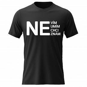 Pánské bavlněné tričko s potiskem - NE - černé 