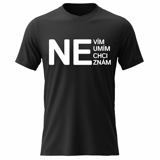 Pánské bavlněné tričko s potiskem - NE - černé 
