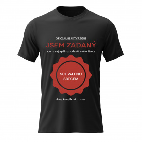 Pánské bavlněné tričko s potiskem - JSEM ZADANÝ - černé