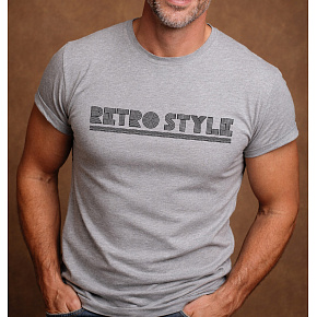 Pánské bavlněné tričko s potiskem - RETRO STYLE - šedé 