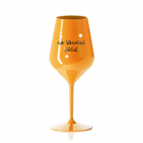 NA VÁNOČNÍ ÚKLID - oranžová nerozbitná sklenice na víno 470 ml