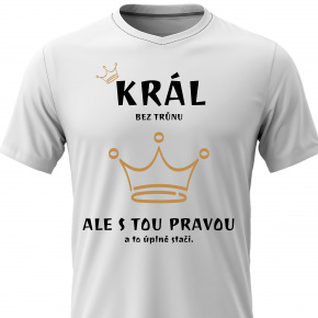 Pánské bavlněné tričko s potiskem - KRÁL BEZ TRŮNU - bílé 