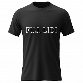 Pánské bavlněné tričko s potiskem - FUJ, LIDI - černé